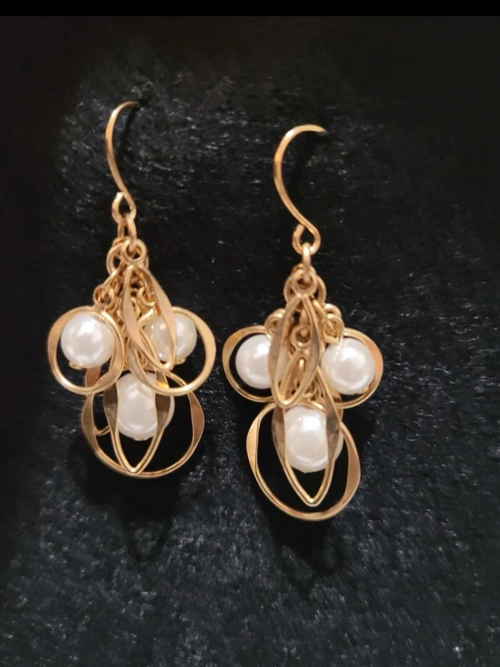 Faux Pearl Dangle Chandelier Earrings